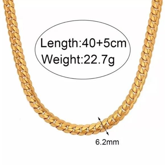 NEW 18K GOLD FLAT CUBAN CHUNKY CHAIN NECKLACE, NICE NECKLACE, CUTE NECKLACE - Picture 5 of 5